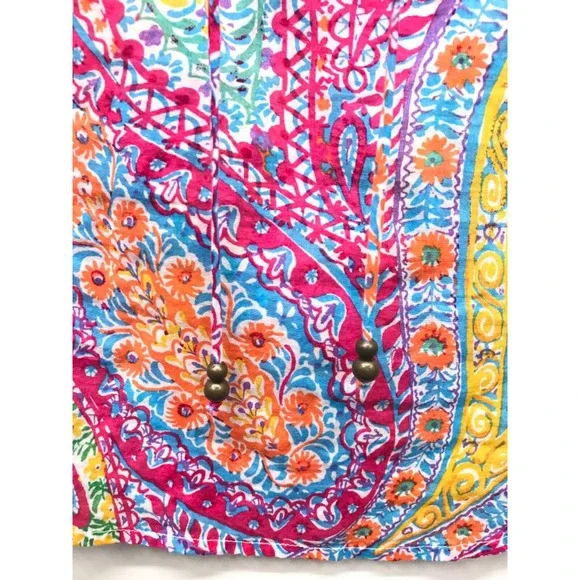 Lauren Ralph Lauren Blouse Women XS Pink Paisley Ruffle Top Long Sleeve Cotton - Picture 4 of 6